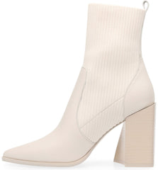 Steve Madden Tackle Bone White Pointed Toe Stretch Gore Bootie Fitted Ankle Boot