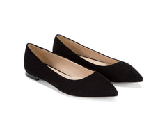 Bella Marie Angie-53 Black Suede Flats POinted Toe Slip On Casual Office