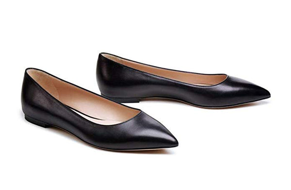 Bella Marie Angie-52 Black Classic Pointy Toe Ballet PU Slip On Flats