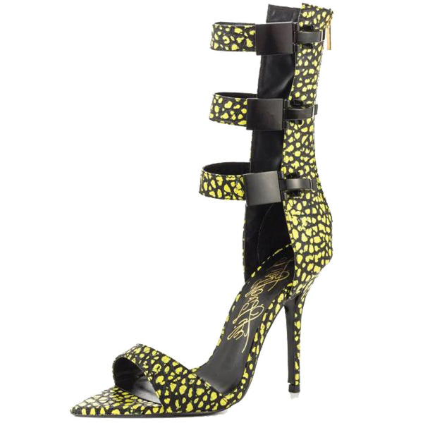 Lust For Life Tribe Buckle Stilettos Yellow Multi Strappy Sexy High Heel Sandals