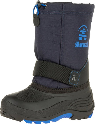 Kamik Kids' Rocket Snow Boot Navy Waterproof Pull On Rounded Toe Snow Boots