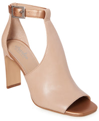 Charles by Charles David Gabe Nude Rose Gold Block Heel Ankle Buckle Sandals (7.5, Nude Rose Gold)