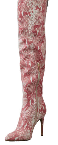 Cecelia New York Manny Pink Snake High Heel Over Knee Pointed Toe Heel Tall Boot