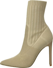 Steve Madden Discreet Stiletto High Heel Pointed Toe Sock Ankle Sock Boots Blush