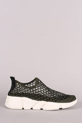 Cape Robbin Xayah-4 Olive Fishnet Mesh Slip On Comfortable Fashion Sneaker