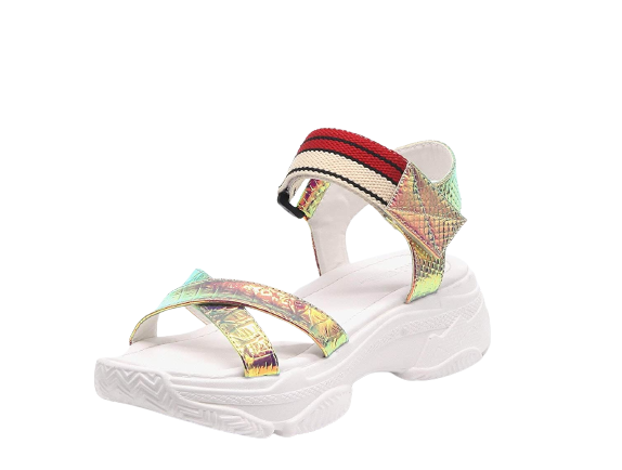 Cape Robbin Spartan Silver Extra Flash Hologram Sneaker Platform Sandals (6)
