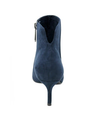 Charles David Accurate Navy Blue Suede Pointed Toe Kitten Heel Ankle Boot Bootie