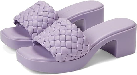 Dolce Vita Goldy Lilac Stella Slip On Woven Open Squared Toe Heeled Sandals