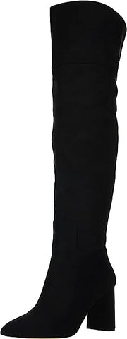 Jessica Simpson Akemi Black Faux Suede Knee High Side Zipper Block Heel Boots