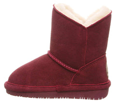 Bearpaw Casual Boots Girls Rosie Youth Wine Cow Suede Fur Lined Boots Bootie