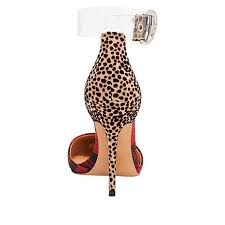 Jessica Simpson Waldin Waldin Plaid Cheetah Print Transparent Ankle Strap Pumps