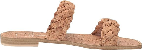 Dolce Vita Indy Natural Cork Slip On Open Square Toe Woven Straps Flat Sandals