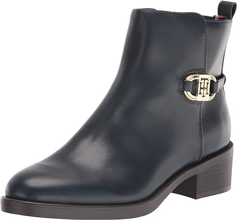 Tommy Hilfiger Imiera Navy Blue Round Toe Pull On Zip Closure Ankle Boot