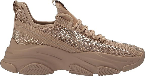 Steve Madden Phantom Tan Lace Up Stretchy Embellished Low Top Fashion Sneakers