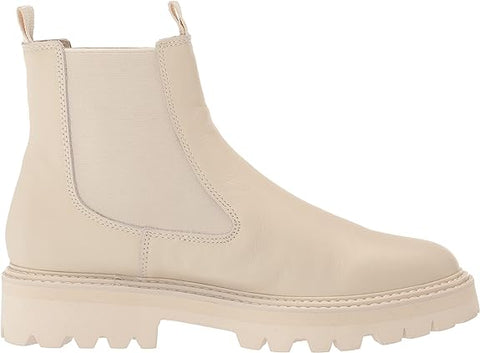 Dolce Vita Moana H2O Off White Leather Pull On Round Toe Lugged Sole Ankle Boots