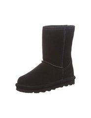 BEARPAW Casual Boots Girls Elle Youth Black 7" Cow Suede Fur Lined Boots