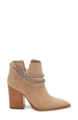 Vince Camuto Gallzy Tortilla Nude Leather Pointed toe Double Chain Ankle Booties