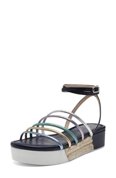 Louise Et Cie BIMO Platform Black Nude White Strappy Ankle Strap Wedge Sandals