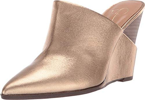 Jessica Simpson Women's Heilo True Gold Metallic Gala Leather Pointed Toe Mules