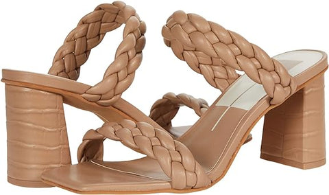 Dolce Vita Paily Cafe Stella Braided Straps Squared Open Toe Heeled Sandals