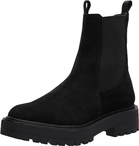 Sam Edelman Laguna Black Suede Rounded Toe Pull On Chelsea Ankle Combat Boots