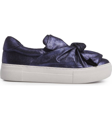 JSlides Women's Audra Fashion Sneaker Navy Leather KNotted Platform Sneakers