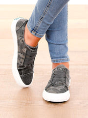 Blowfish Malibu Marley Grey Camoflauge Canvas Slip On Rounded Toe Sneaker