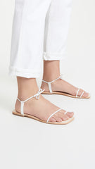 Jeffrey Campbell Aster White Leather Thin Strappy Flat Tie Beach Sandal