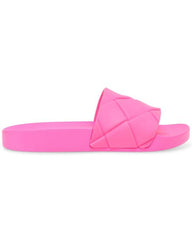 Steve Madden Poolside Open-Toe Single Toe-Strap Slide Flat Sandals Pink Neon