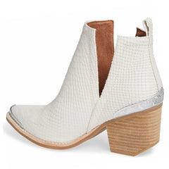 Jeffrey Campbell Cromwell Matte Snake White Snake Embossed Leather Western Boot
