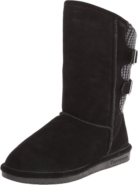 Bearpaw Women's Boshie Black Wool Lined Knit Back Warm Fashion Winter Boot (Black II, 11)