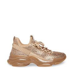 Steve Madden Maxima Lace Up Sculpted Sole Glitzy Accent Sneakers Rose Gold