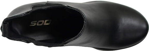 Soda Jaber Black Lug Sole Elastic Gore Rounded Toe Chunky Heel Ankle Boots