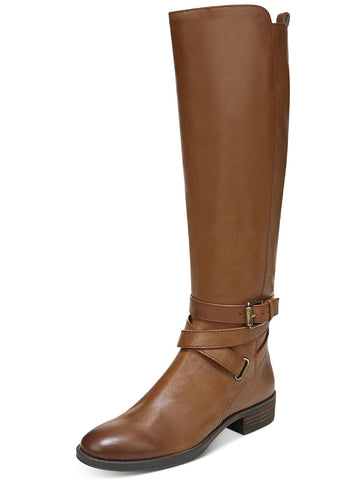 Sam Edelman Pansy Whiskey Brown Leather Buckled Round Toe Knee High Riding Boots