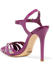 Schutz Gabrine Lolita Purple Patent Leather High Heel Single Sole Caged Sandals