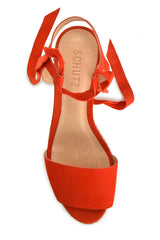 Schutz Zahara Nice Orange Woven Wedge Platform Ankle Tie Enclosed Sandals
