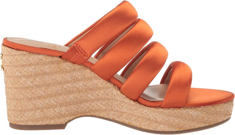 Sam Edelman Yuki Cali Orange Open Toe Slip On Strappy Wedge Heeled Sandals