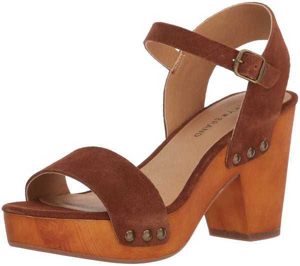 Lucky Brand Women's Trisa Cedar Platform Heeled Open Toe Sandal (5.5, Cedar)