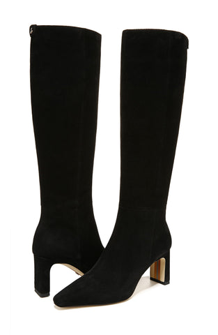 Sam Edelman Sylvia Black Suede Pointed Toe High Calf Side Zipper Fashion Boots