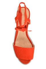 Schutz Zahara Nice Orange Woven Wedge Platform Ankle Tie Enclosed Sandals