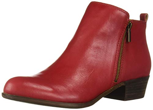 Lucky Brand Women's Basel Garnet Red Leather Low Cut Ankle Booties