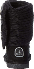 Bearpaw Women's Knit Tall Black Warm Comfortable Convertible Collar Winter Boots