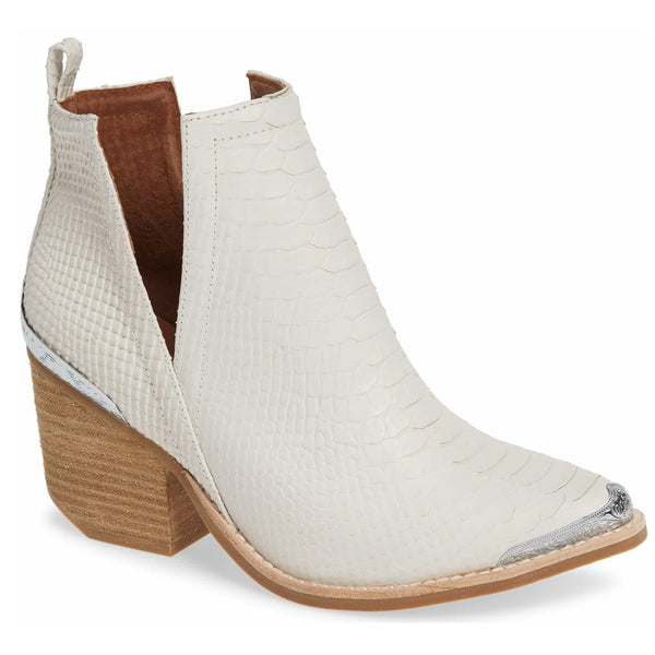 Jeffrey Campbell Cromwell Matte Snake White Snake Embossed Leather Western Boot