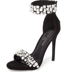 Lauren Lorraine Sizzle Black Pearl & Gem Embellished High Heel Two Peice Sandal