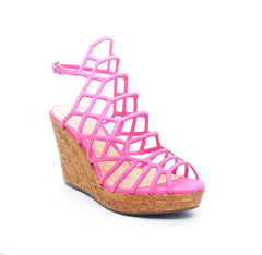 Schutz Womens Marlyn Pink Espadrille Wedge Caged Open Toe Heeled Sandal