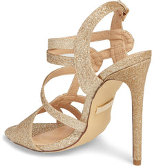 Lauren Lorraine Gidget Strappy Glitter Sandal High Formal Open Toe Prom Pump