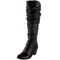 Miz Mooz Womens Charley Black Leather Over The Kneel Full Zipper Boots (Black, 11)