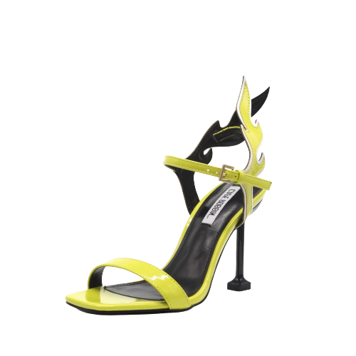 Cape Robbin Inferno Yellow Flame Accent Stiletto Heels Open Sandals Pumps