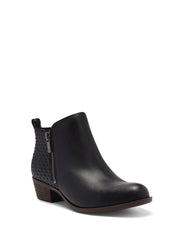 Lucky Brand Basel Black Almond Rounded Toe Block Heeled Ankle Textured Booties