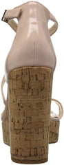Jessica Simpson Stassi Nude Patent Leather Cork Wedge Platform Strappy Sandals